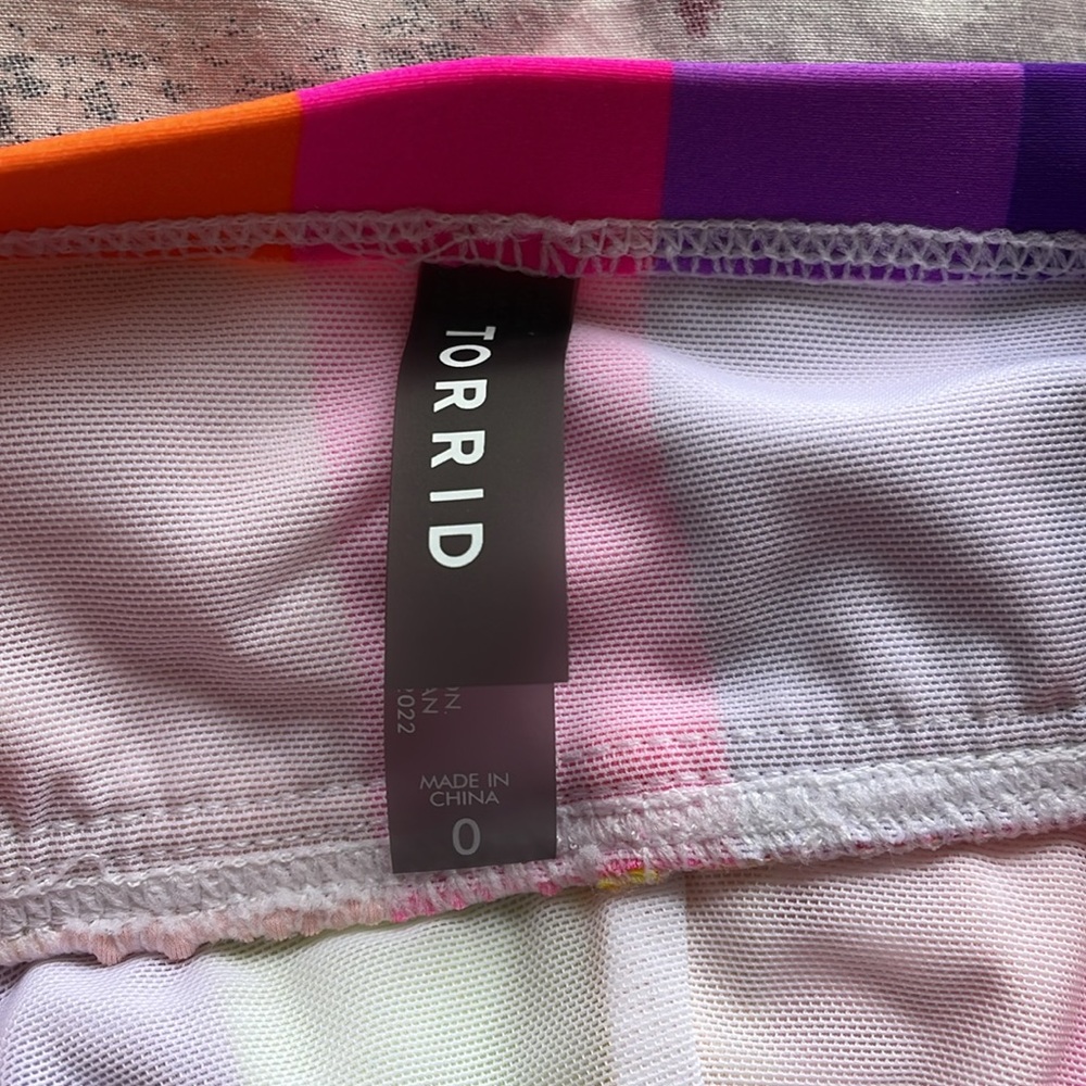 Torrid Slim Fix Wireless Lattice Front One Piece Swimsuit Bright Rainbow -Size 0 - Picture 4 of 7